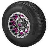 205/65R10 Deli Radial Tires on Black/Machined Revenge Golf Cart Wheels with Color Inserts