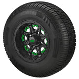 205/65R10 Deli Radial Tires on Matte Black Revenge Golf Cart Wheels with Color Inserts
