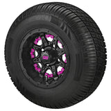 205/65R10 Deli Radial Tires on Matte Black Revenge Golf Cart Wheels with Color Inserts