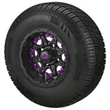 205/65R10 Deli Radial Tires on Matte Black Revenge Golf Cart Wheels with Color Inserts