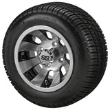 205/50-10 Deli Tires on Black/Machined Gunslinger Golf Cart Wheels