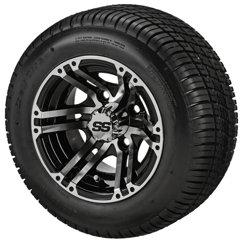 205/50-10 Deli Tires on Black/Machined Yukon Golf Cart Wheels