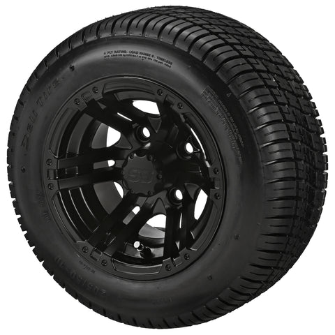 205/50-10 Deli Tires on Matte Black Yukon Golf Cart Wheels