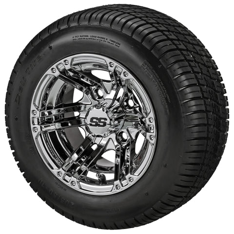 205/50-10 Deli Tires on Mirror Yukon Golf Cart Wheels
