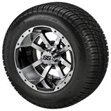 205/50-10 Deli Tires on Black/Machined Maltese Cross Golf Cart Wheels