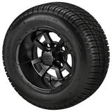 205/50-10 Deli Tires on Matte Black Maltese Cross Golf Cart Wheels