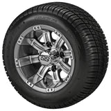 205/50-10 Deli Tires on Gun Metal Gray/Machined Casino Golf Cart Wheels
