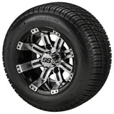205/50-10 Deli Tires on Black/Machined Casino Golf Cart Wheels