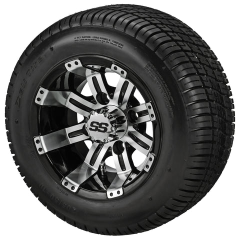 205/50-10 Deli Tires on Black/Machined Casino Golf Cart Wheels