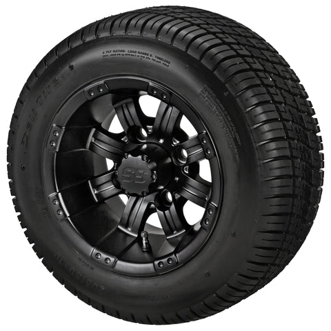 205/50-10 Deli Tires on Matte Black Casino Golf Cart Wheels