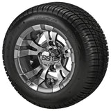 205/50-10 Deli Tires on Gun Metal Gray/Machined Warlock Golf Cart Wheels