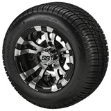 205/50-10 Deli Tires on Black/Machined Warlock Golf Cart Wheels