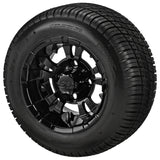 205/50-10 Deli Tires on Gloss Black Warlock Golf Cart Wheels