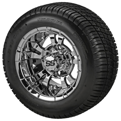 205/50-10 Deli Tires on Mirror Warlock Golf Cart Wheels