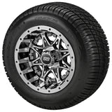 205/50-10 Deli Tires on Black/Machined Revenge Golf Cart Wheels with Color Inserts