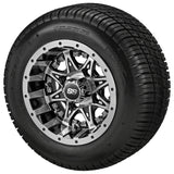 205/50-10 Deli Tires on Black/Machined Revenge Golf Cart Wheels with Color Inserts