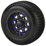 205/50-10 Deli Tires on Matte Black Revenge Golf Cart Wheels with Color Inserts
