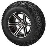 23x10.50-12 Black Trail II Tires on 12x6 Black/Machined Yukon Golf Cart Wheels