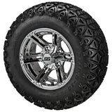 23x10.50-12 Black Trail II Tires on 12x6 Mirror Yukon Golf Cart Wheels