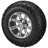 23x10.50-12 Black Trail II Tires on Gun Metal Gray/Machined Casino Golf Cart Wheels