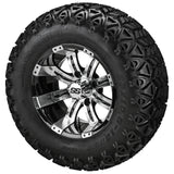 23x10.50-12 Black Trail II Tires on Black/Machined Casino Golf Cart Wheels
