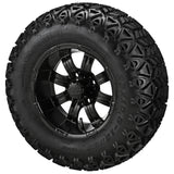 23x10.50-12 Black Trail II Tires on Matte Black Casino Golf Cart Wheels