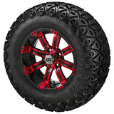 23x10.50-12 Black Trail II Tires on Black/Red Casino Golf Cart Wheels