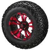23x10.50-12 Black Trail II Tires on Black/Red Warlock Golf Cart Wheels