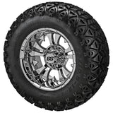 23x10.50-12 Black Trail II Tires on Mirror Warlock Golf Cart Wheels