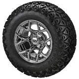 23x10.50-12 Black Trail II Tires on Mirror Ninja Golf Cart Wheels