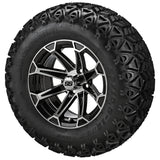 23x10.50-12 Black Trail II Tires on Black/Machined Viking Golf Cart Wheels