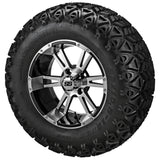 23x10.50-12 Black Trail II Tires on Black/Machined Raptor Golf Cart Wheels