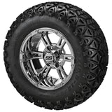 23x10.50-12 Black Trail II Tires on Mirror Raptor Golf Cart Wheels