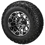 23x10.50-12 Black Trail II Tires on Black/Machined Hercules Golf Cart Wheels