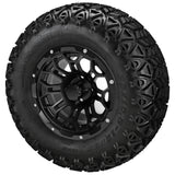 23x10.50-12 Black Trail II Tires on Gloss Black Hercules Golf Cart Wheels