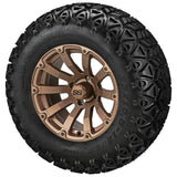 23x10.50-12 Black Trail II Tires on Matte Bronze Beast Golf Cart Wheels