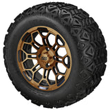 22x11.00-12 Black Trail Tires on Black/Bronze Hercules Golf Cart Wheels