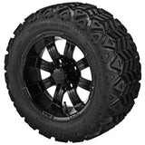 20x10.00-12 Black Trail Tires on Matte Black Casino Golf Cart Wheels
