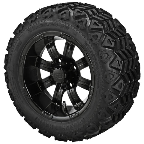 20x10.00-12 Black Trail Tires on Matte Black Casino Golf Cart Wheels