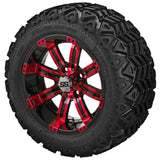 20x10.00-12 Black Trail Tires on Black/Red Casino Golf Cart Wheels