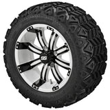 20x10.00-12 Black Trail Tires on White/Black Casino Golf Cart Wheels