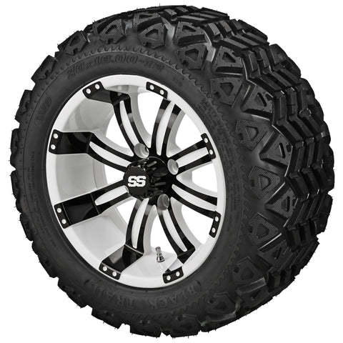 20x10.00-12 Black Trail Tires on White/Black Casino Golf Cart Wheels