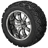 20x10.00-12 Black Trail Tires on Mirror Casino Golf Cart Wheels