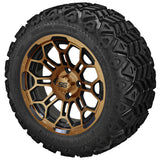 20x10.00-12 Black Trail Tires on Black/Bronze Hercules Golf Cart Wheels