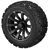 20x10.00-12 Black Trail Tires on Matte Black Beast Golf Cart Wheels