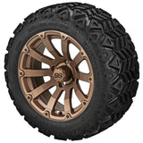 20x10.00-12 Black Trail Tires on Matte Bronze Beast Golf Cart Wheels