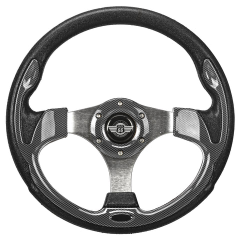 Carbon Fiber Steering Wheel for Golf Cart by Route 66 Golf Cart Accessories
