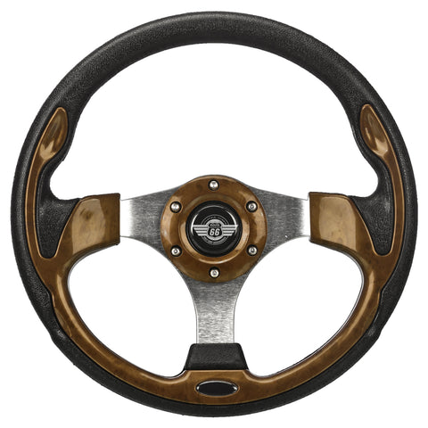 Woodgrain Steering Wheel for Golf Cart by Route 66 Golf Cart Accessories