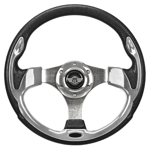 Chrome Steering Wheel for Golf Cart by Route 66 Golf Cart Accessories