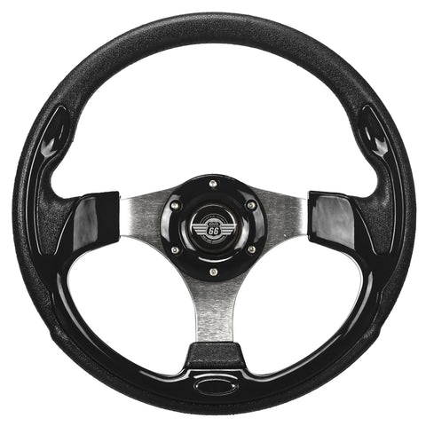 Black Steering Wheel for Golf Cart by Route 66 Golf Cart Accessories
